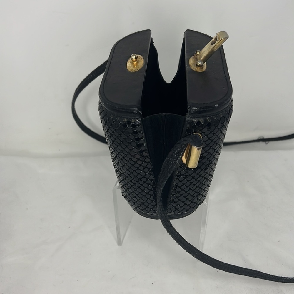 Aluminum Black Mesh Structured Crossbody Bag - Picture 6 of 12
